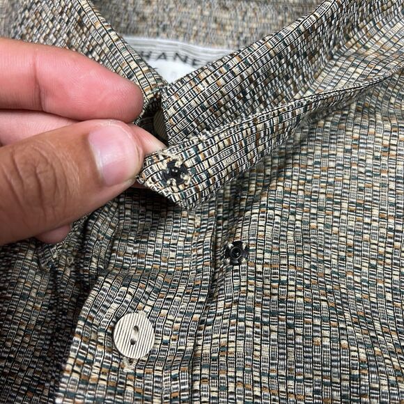 Jhane Barnes Shirt Mens Large Brown Abstract Vintage Casual Preppy Japan Fabric - Picture 8 of 10